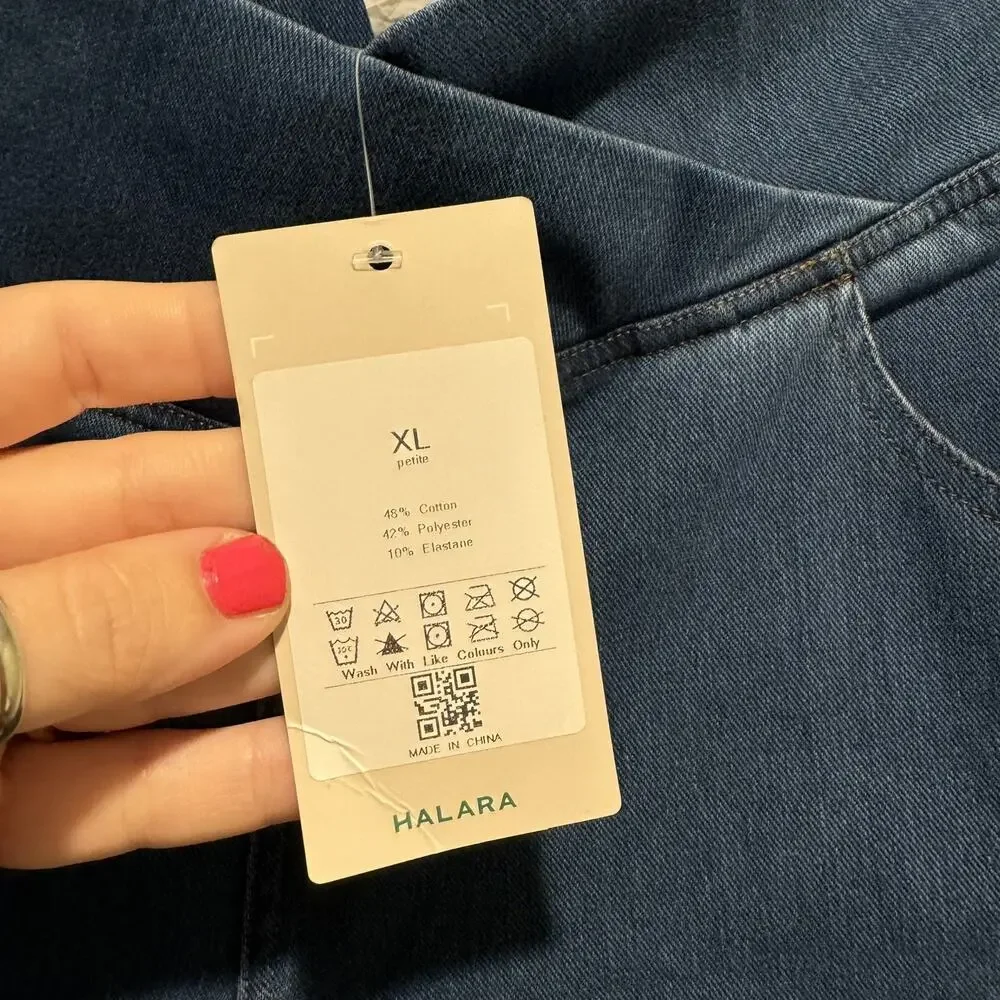 Halara Flex High Waisted Crossover Waist Casual Flare Jeans NEW XL Petite - Picture 5 of 6